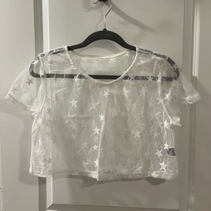 NWOT sheer crop top with stars